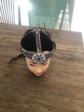 Vtg Native American War Indian Warrior Beaded  Dance Headdress Headband Drum