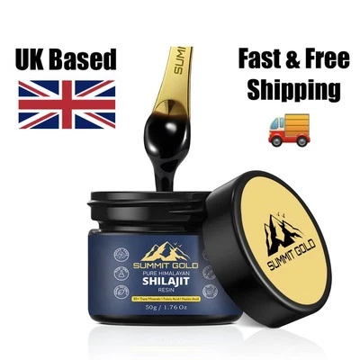 SUMMIT GOLD 100% Pure Himalayan Shilajit Resin 50g with Metal Spoon - Fulvic Acid & Minerals
