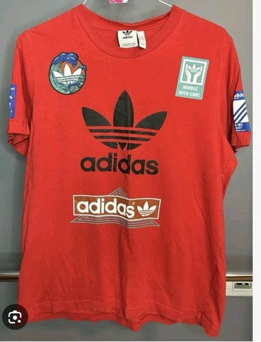 Rare ADIDAS t-shirt HANDLE WITH CARE 3 stripes Since '72 Red - Picture 14 of 15
