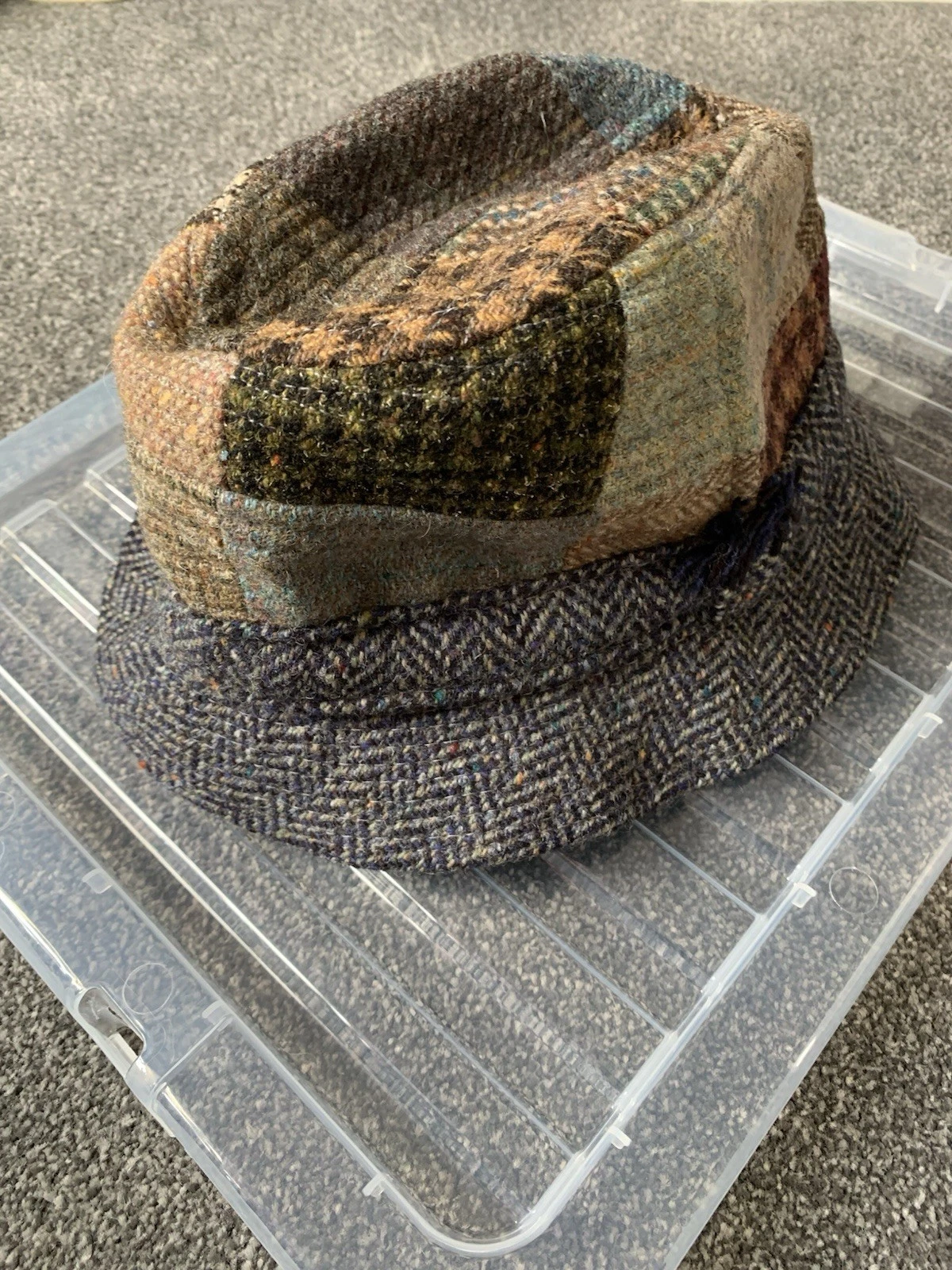 Hanna Hats Donegal Ireland Patchwork Tweed Wool Hat Size M Irish Walking Hat