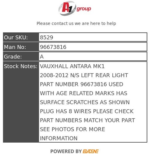 VAUXHALL ANTARA MK1 2008-2012 N/S LEFT REAR LIGHT 96673816 96673816 - Picture 9 of 13