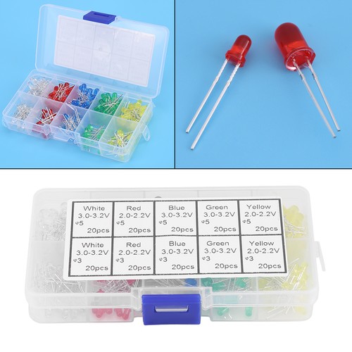 200Pcs 5 Color Assorted 3mm & 5mm LED Diodes Light Kit with Box - Picture 12 of 15