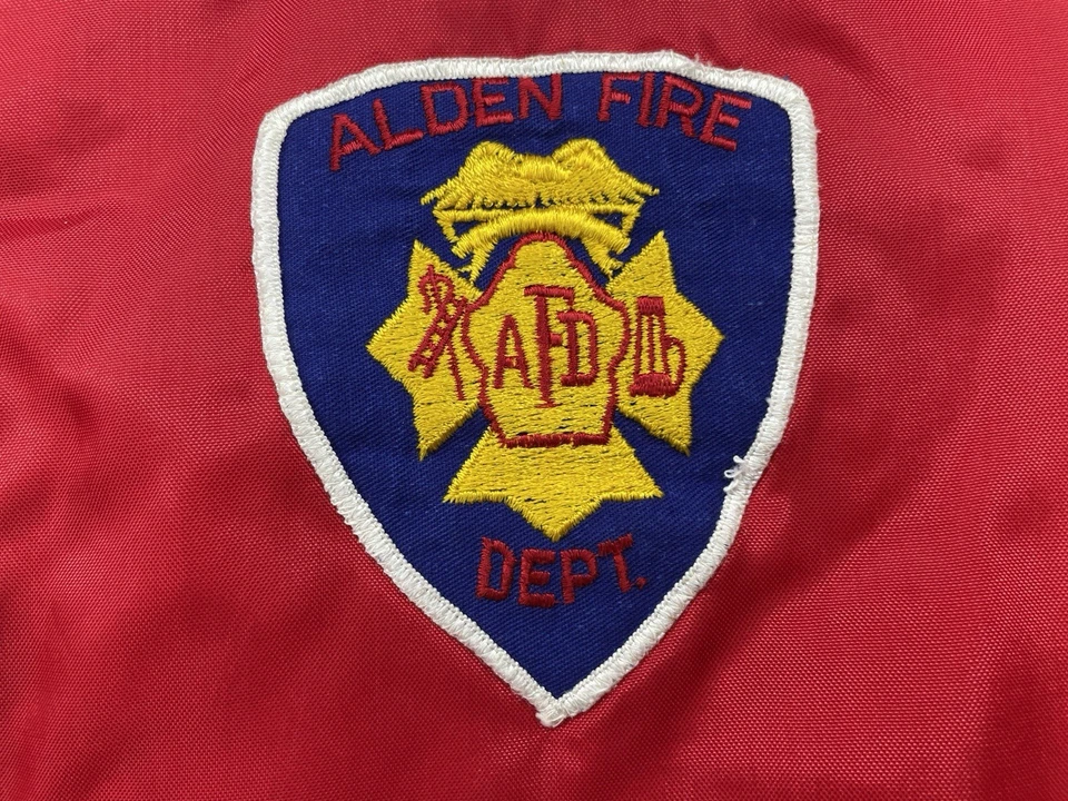 Vintage 90s Neff Red Alden Fire Dept. Varsity Jacket Adult Size Medium Button Up - Image 2 of 4