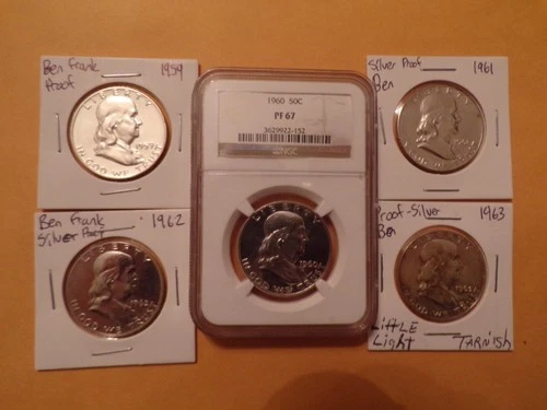 1959, 60 NGC PF67, 61, 62, 63, Franklin Proof Half's.