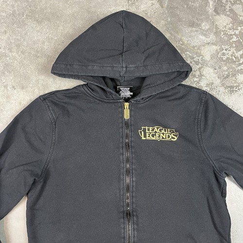 League Of Legends Hoodie Womens Medium Black Full Zip Gold Print Preowned - Picture 5 of 19