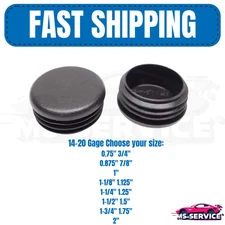 Round Black Tubing End Plugs Plastic Insert Caps 14-20 Gage - Select Size & Qty