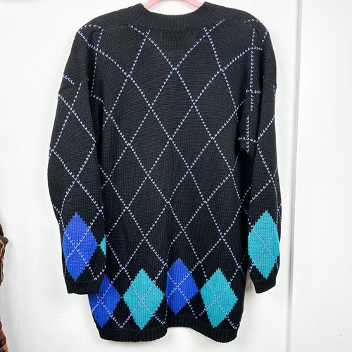 Vintage 90er Jahre Argyle Blumen Pullover - Bild 2 von 5
