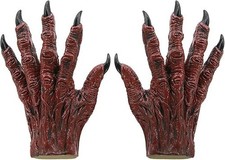 Halloween Demon Gloves Scary Latex Zombie Devil Hands Costume Cosplay Props