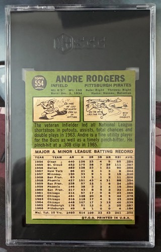 1967 Topps Andre Roddgers #554 SGC 6 POP 5 - Bild 2 von 2