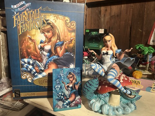 Sideshow EXKLUSIVE ALICE IM WUNDERLAND Statue Scott Campbell mit Metalldruck