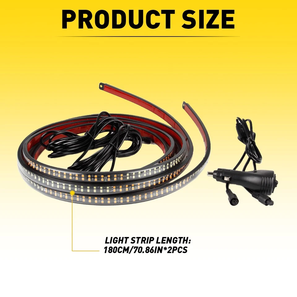 Tira de luces estroboscópicas de emergencia LED para camión de 70 pulgadas 2 piezas barra T Foto 4 de 4