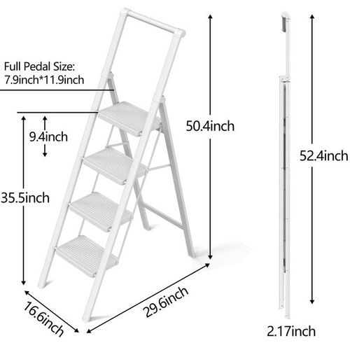 Step Ladder 4 Step Folding Stool with Anti-Slip Widened Sturdy Pedal and Hand... - Picture 5 of 6