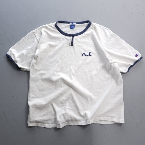 Vintage 1990s Yale Champion Ringer T-shirt Cotton Made In USA XL - Picture 10 of 10
