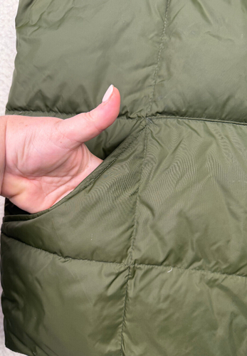 LANDS' END Goose Down Puffer Snap-Up Vest Large Men Juniper Green Lightweight - Picture 5 of 7