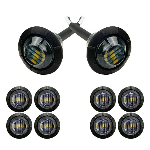 10x Round Smoke White LED Side Marker Clearance Light For Truck Trailer Pickup - Picture 9 of 10