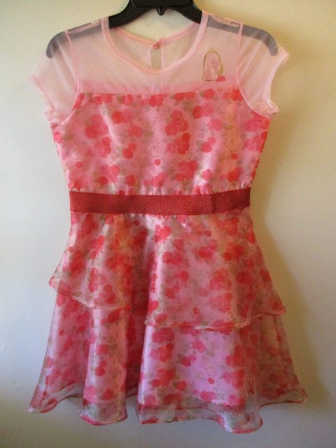 pink dress with red roses