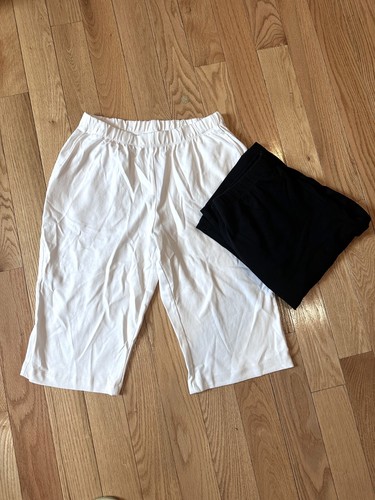 Paket 2 Lands End Damen Sport Strick hoch geschnitten elastische Caprihosen M/P 10-12 14"