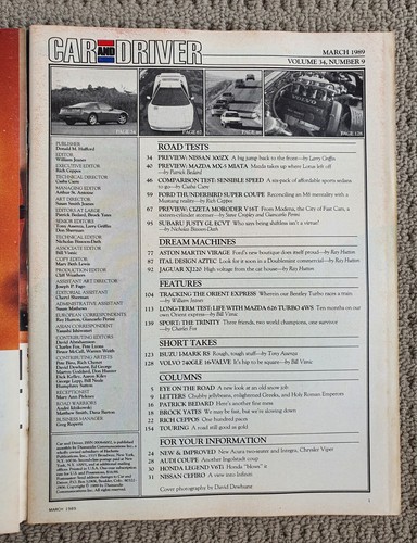 Car and Driver Magazine March 1989 300ZX MX5, Virago, XJ220, Turbo R - Picture 3 of 19