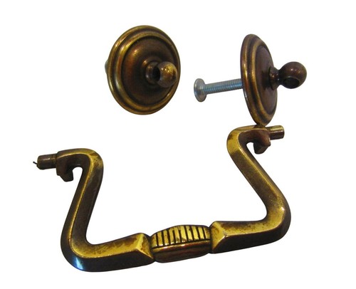 Drawer hardware pull brass Vintage - Picture 2 of 3