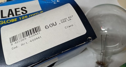 LAMPADA INCANDESCENZA GLOBO G120 TRASPARENTE 60-100W LAES-VESOI - Imagen 1 de 7