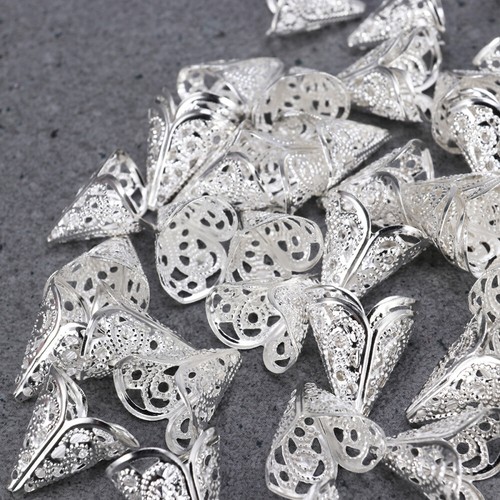 50 Pcs Metal Bead Caps Handmade Umbrella Flower Hat Jewelry Supplies Cones Diy - Picture 7 of 9