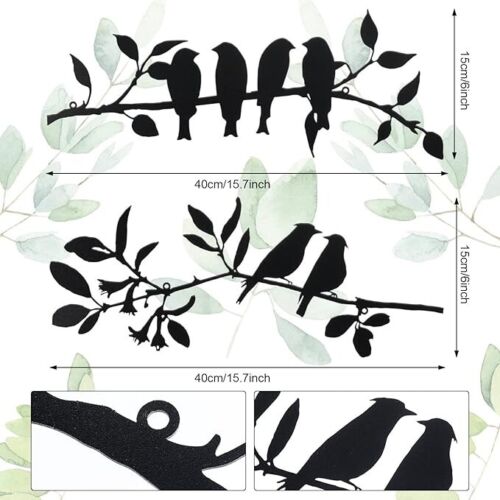 2 Pcs Metal Birds Wall Art Vivid Birds on Branch Metal Birds Wall Decor Hanging - Picture 2 of 6