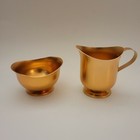 Vintage Copper Creamer Pitcher and Open Sugar Bowl Set Lightweight Small Metal 