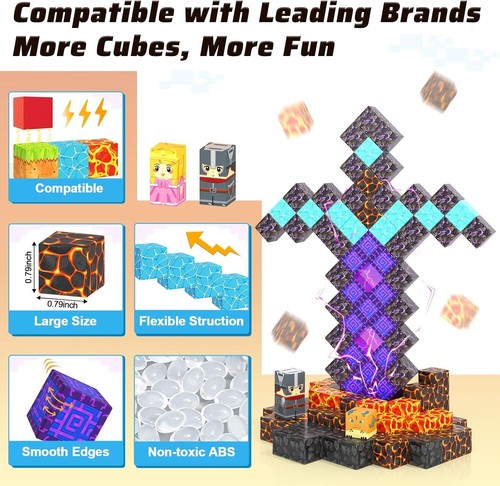 STEM Magnetic Tiles Building Games 110PCS Build Magnet World Magic Sword Portal - Picture 3 of 7