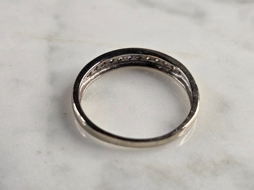 Anello donna vintage Estate oro bianco 14 kt diamanti 2,2 g #E7812 - Foto 3 di 6