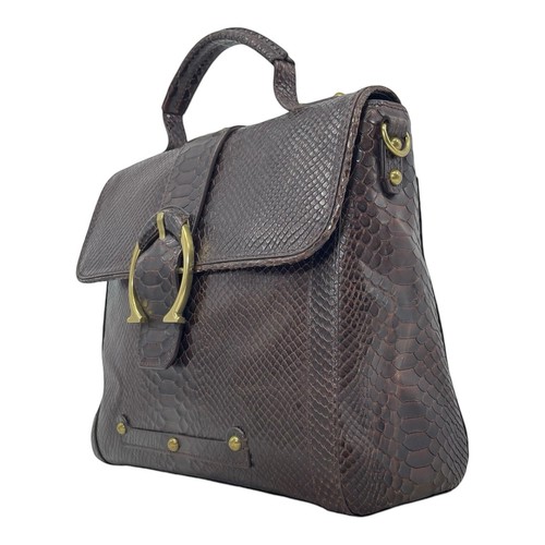 Vintage 90s ETIENNE AIGNER XL Leather Satchel Bag Crossbody Handbag Embossed NOS - Picture 4 of 22