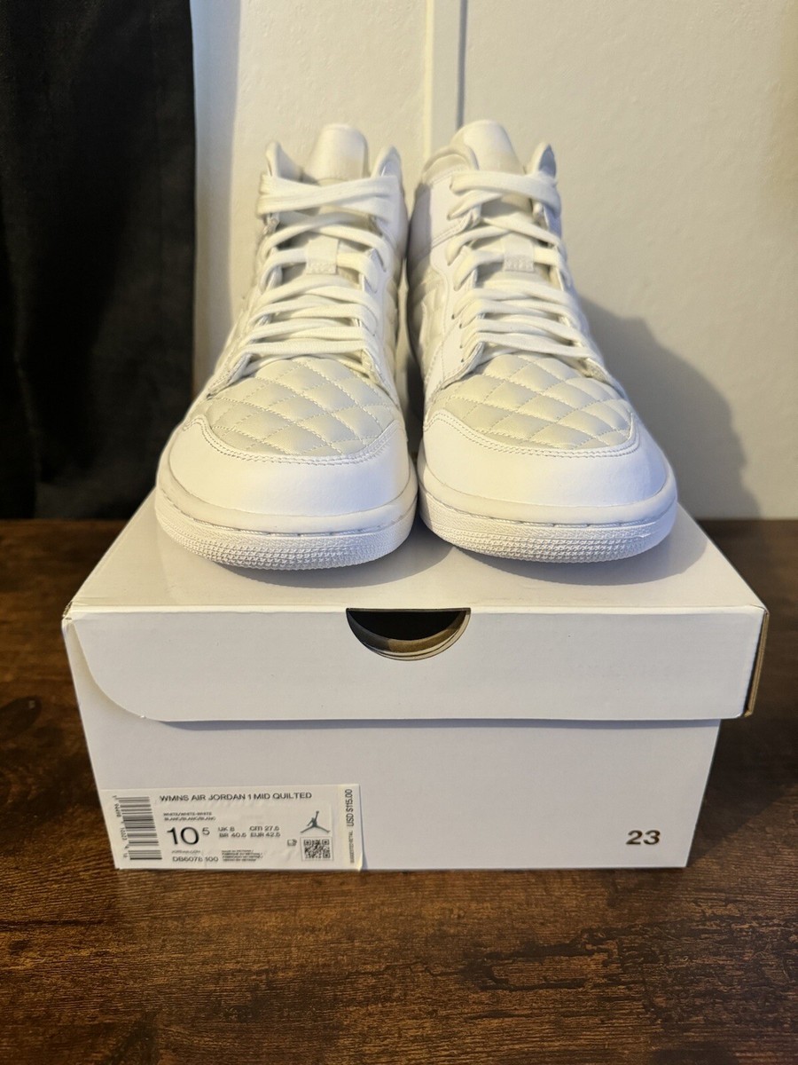 【NIKE】AIR JORDAN 1 MID SE WHITE Size 10.5 - Jordan 1 Mid SE White Quilted | eBay