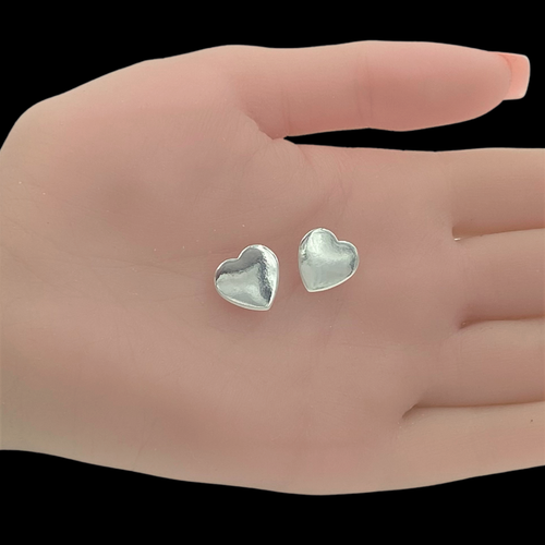 Solid Heart Stud Earrings Sterling Silver NEW - Picture 6 of 10