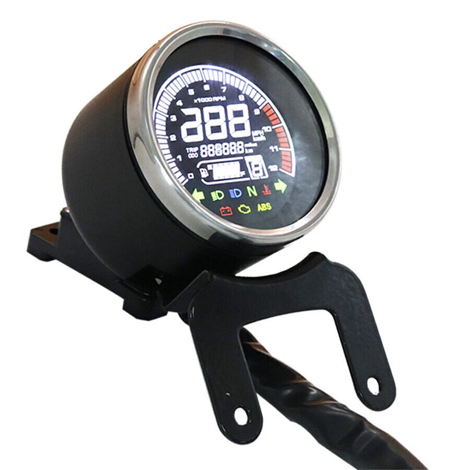 Digital LCD Motorcycle Odometer Speedometer Tachometer Gauge Meter Universal 12V - Image 3 of 4