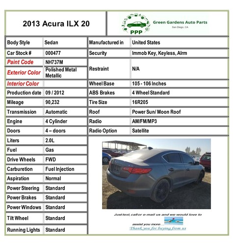 2013 ACURA ILX Rear Back Door Power Window Control Switch Left Driver Side LH - Picture 14 of 17