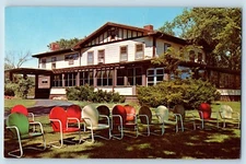 c1960 Illinois Postcard Maxson Manor Congenial Oregon Historic Statue Blackhawk