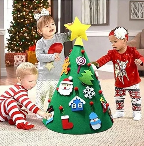 Kids Felt Christmas Tree Cone 3D DIY Interactive Play Craft Festive Decorations - Picture 5 of 6