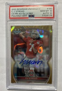 2022 Bowman U Chrome CJ Stroud Gold Refractor Auto /50 PSA 10 GEM MINT