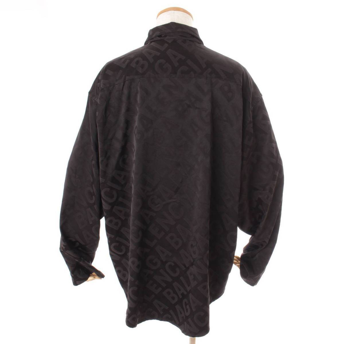 Auth Balenciaga Men's Jacquard Oversized Satin Shirt 681812