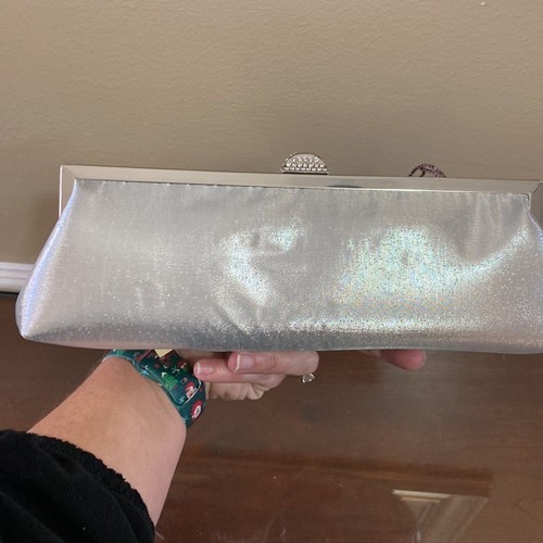 Bolso de noche Kate Landry plateado nuevo con etiquetas - Imagen 3 de 12