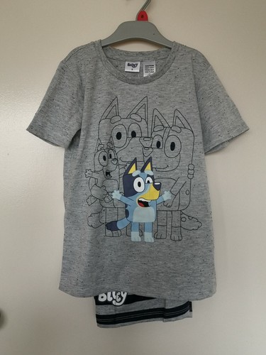 NWT Size 5 Bluey boys Striped Pyjama Set - Grey/Blue Stripe - summer - Picture 1 of 2