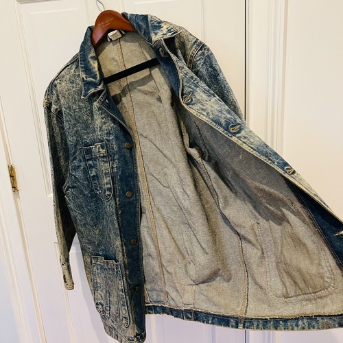 Vintage 80s 90s Denim Jean Jacket Women's Oversize Medium Chore Acid wash - Picture 24 of 24
