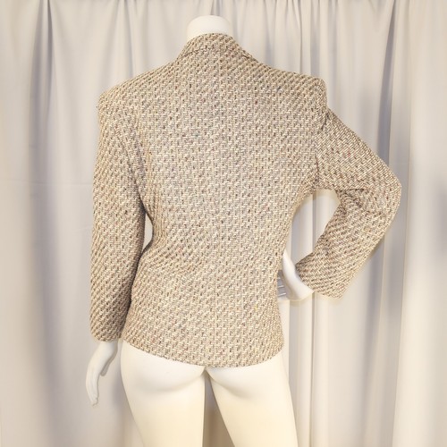 Neiman Marcus Damenjacke Mantel elfenbein rosa gelb orange Tweed Baumwolle Größe 12 - Bild 10 von 12