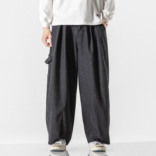 Men Loose Cargo Casual Denim Pants Tapered Elastic Waist Jeans Work Trouser Long - Picture 3 of 13