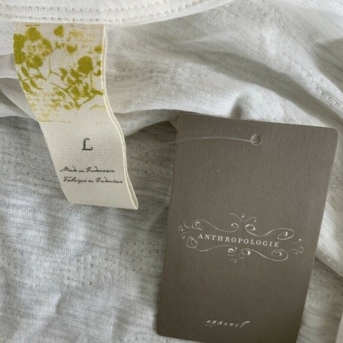 Anthropologie C. Keer White Tank W/Silver Sequins Womens L NWT - Picture 5 of 5