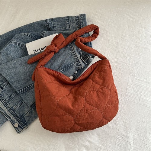 Down Cotton Padded Puffy Handbags Large Capacity Underarm Bags for Women Girls - Picture 12 of 19
