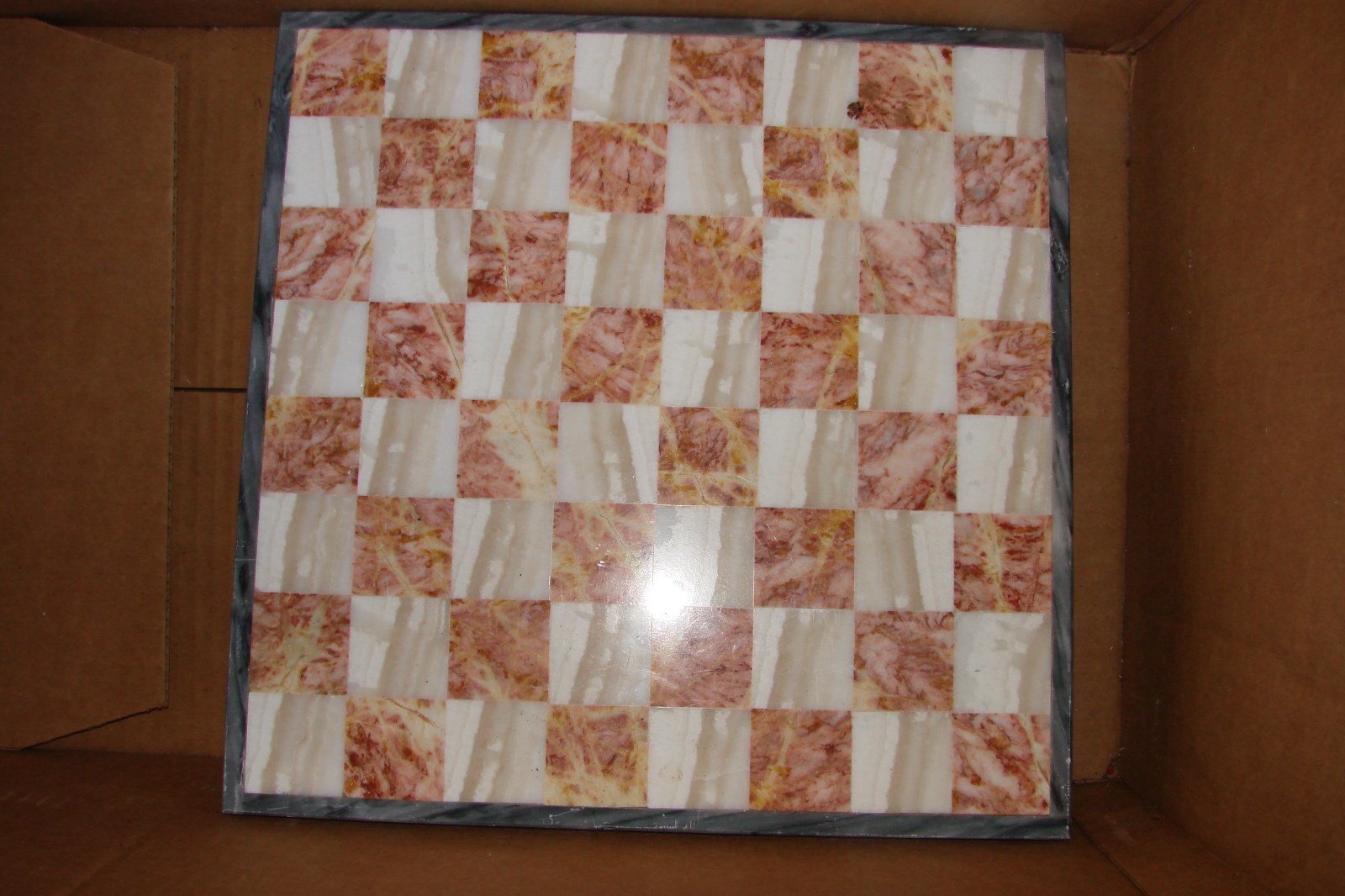 STONE CHESS BOARD-IN LAY BROWN STONE AND MARBLE STONE CHESS BOARD-IN LAY BROWN STONE AND MARBLE