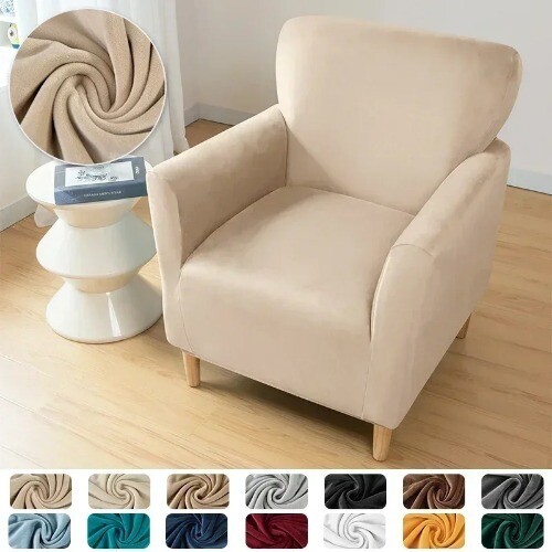 Einfarbiges Samt Clubsofa Elastisch Super Weich Clubsessel Bezug Einsitzer - Bild 10 von 49
