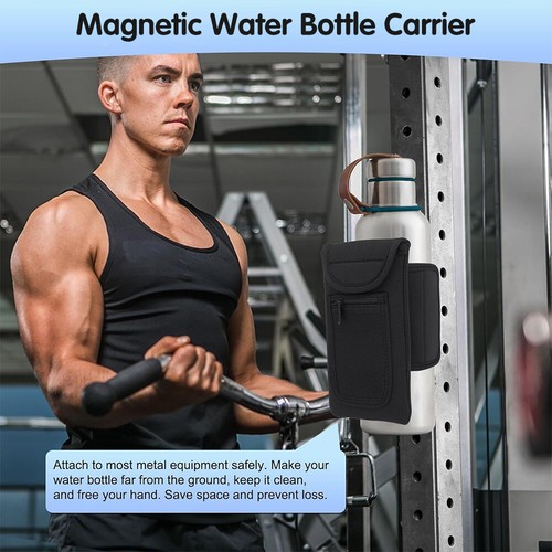 Magnetic Water Bottle Sleeve Pouch Phone Holder Key Carabiner for Cycling Sport - Picture 17 of 20