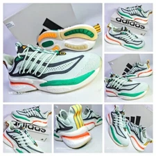Adidas US 12.5 Men's Linen Green/Gold/White Comfort Retro AlphaBoost HQ7091  NIB