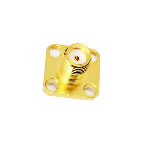 RF SMA Female Chassis Panel Mount 4-Hole Flange RF Connecto Adapter Plug - Zdjęcie 2 z 2